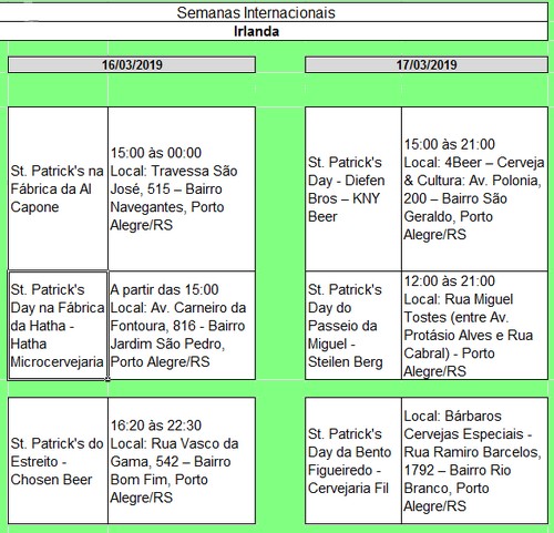 semanas internacionais