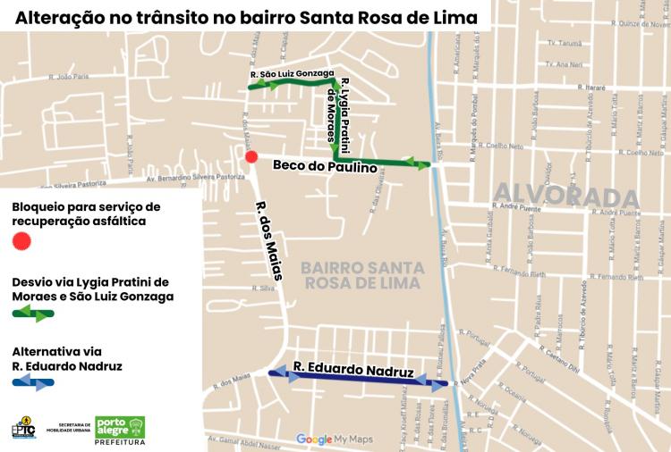 Trânsito no bairro Santa Rosa de Lima terá alteração neste sábado