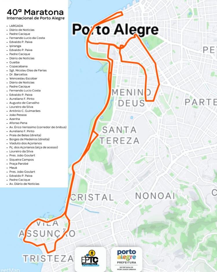 Mapa de trânsito da maratona