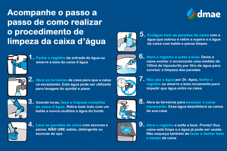 Dmae reforça importância da limpeza das caixas d'água antes do verão