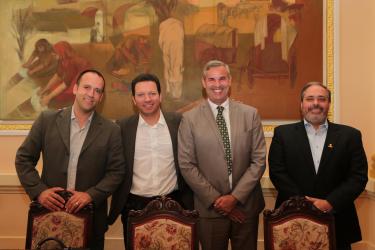 Ex-líder do governa na Câmara, vereador Moisés Barboza, prefeito Nelson Marchezan Júnior, novo Líder de Governo na Câmara, Mauro Pinheiro, e o vice-prefeito, Gustavo Paim. EXECUTIVO