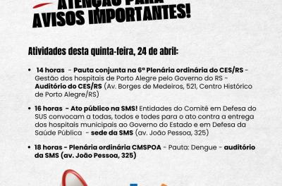 Card de divulgação dos atos desta quinta-feira, 24 de abril
