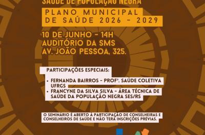 Card de divulgação do Seminário da Comissão de Saúde da População Negra