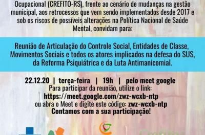 Encontro em defesa do SUS, da reforma psiquiátrica e da Luta Antimanicomial