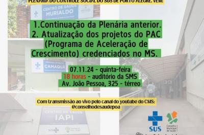 Continuação da Plenária Anterior e Projeto PAC será pauta desta quinta-feira, 07 de novembro