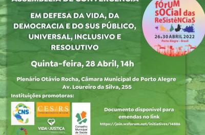 Assembleia de Convergência integra a programação do Fórum social das Resistências nesta quinta, 27, 14h
