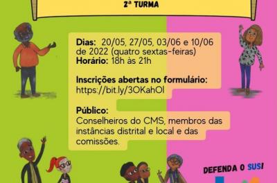 Inscrições abertas para a segunda turma da formação para o controle social do SUS