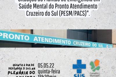 Emergência em Saúde Mental do PACS será pauta da plenária desta quinta-feira