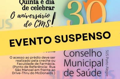 EVENTO SUSPENSO - Plenária alusiva aos 30 anos do controle social do SUS em Porto Alegre