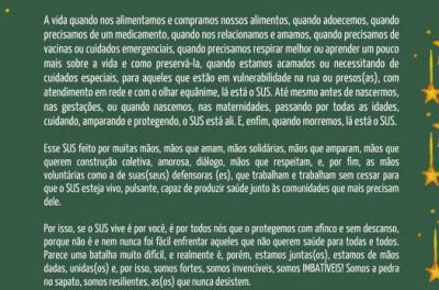 Neste Natal, viva o SUS! Em 2021, viva o SUS!