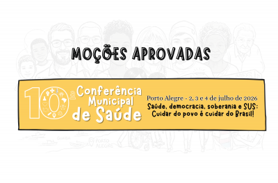 Card escrito moções aprovadas e identidade visual da 10cmsdepoa