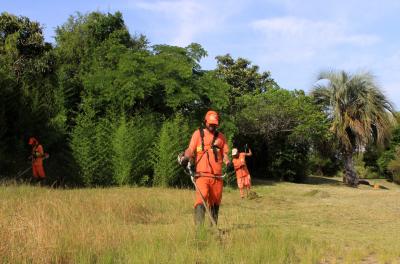 A Seção Extremo-Sul executa o serviço de capina de todo bairro Belém Novo com uma equipe de 20 garis