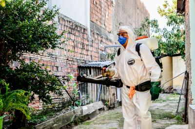 Saúde aplica inseticida no bairro Santa Rosa de Lima nesta quinta