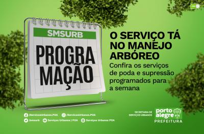 Prefeitura divulga programação semanal de podas e supressões