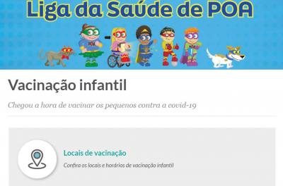 Na página, é possível verificar os locais de vacinação infantil na Capital